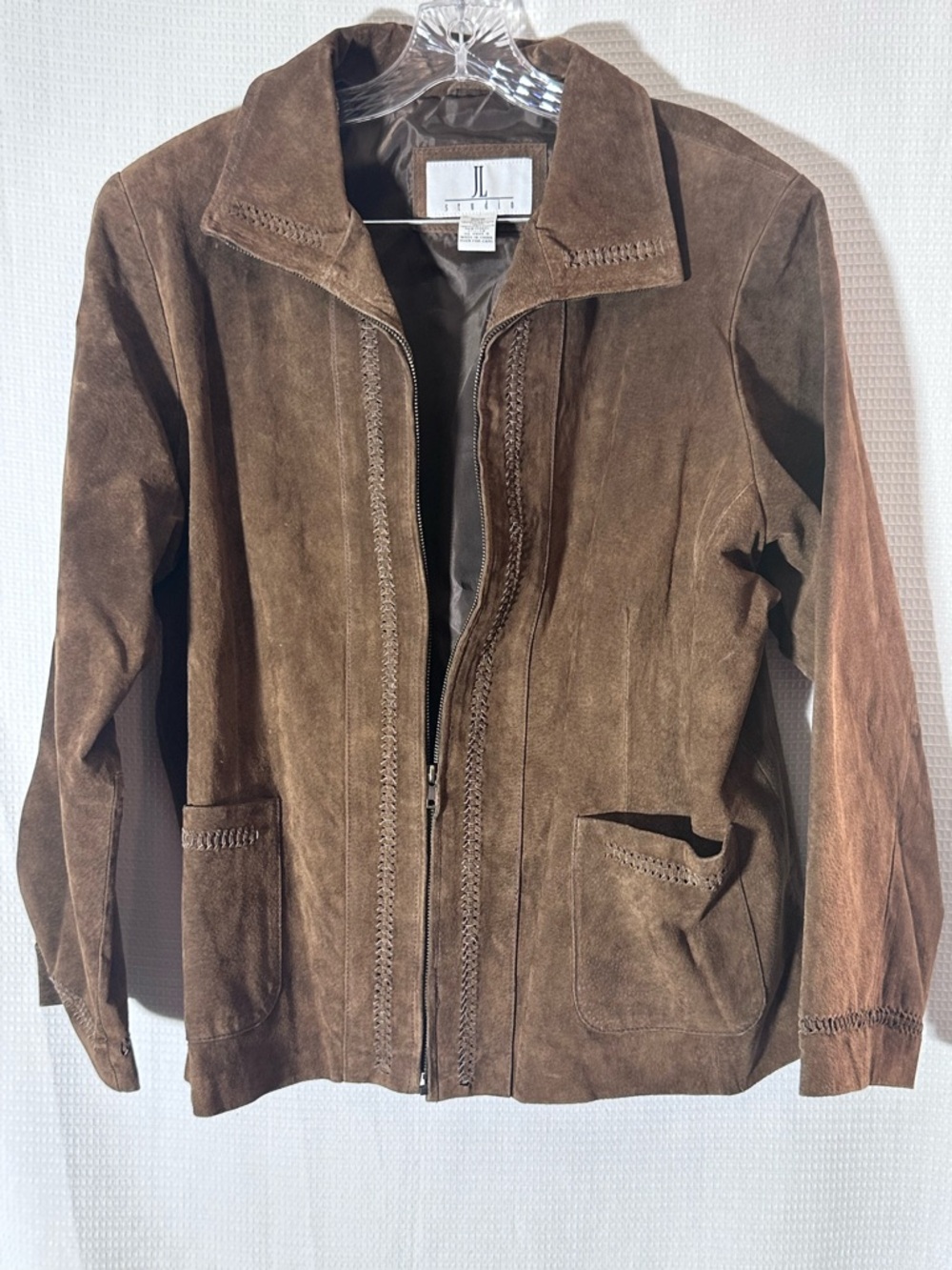 JL Studio Leather Jacket Womens Brown Zip Front Soft Leather Size 20W